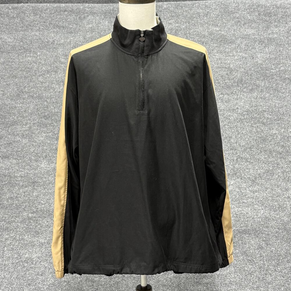 Callaway Golf Pullover Mens XXL Black Tan Quarter Zip Windbreaker Colorblock